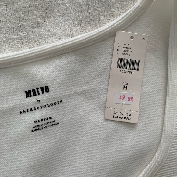 Anthropologie Maeve white top with silky blousy sleeves - NWT never worn Size M - Picture 2 of 4